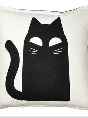 Ikea KUSTFYR Halloween Cat + Spooky Eyes Pillow cushion cover white black 20x20”